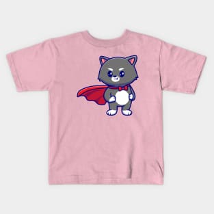 Cute Cat Superhero Cartoon Kids T-Shirt